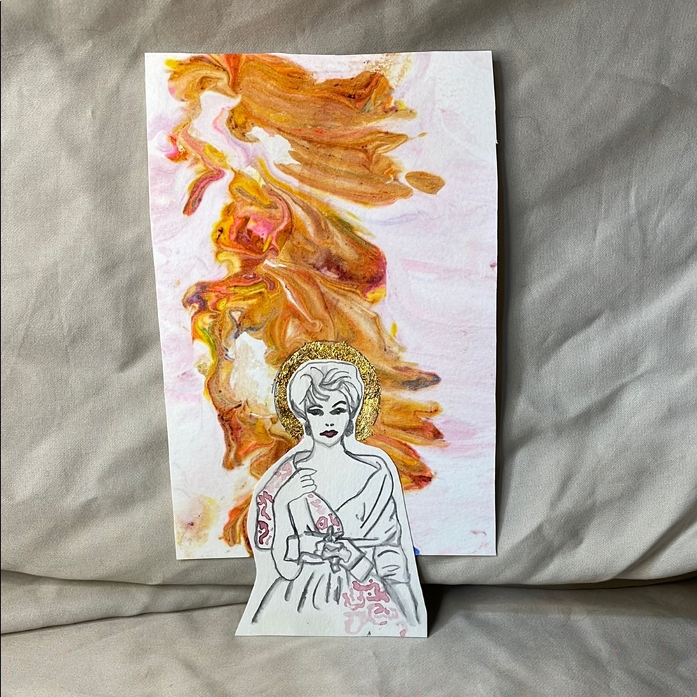 Handmade Mixed Media Marbled Elizabeth Taylor